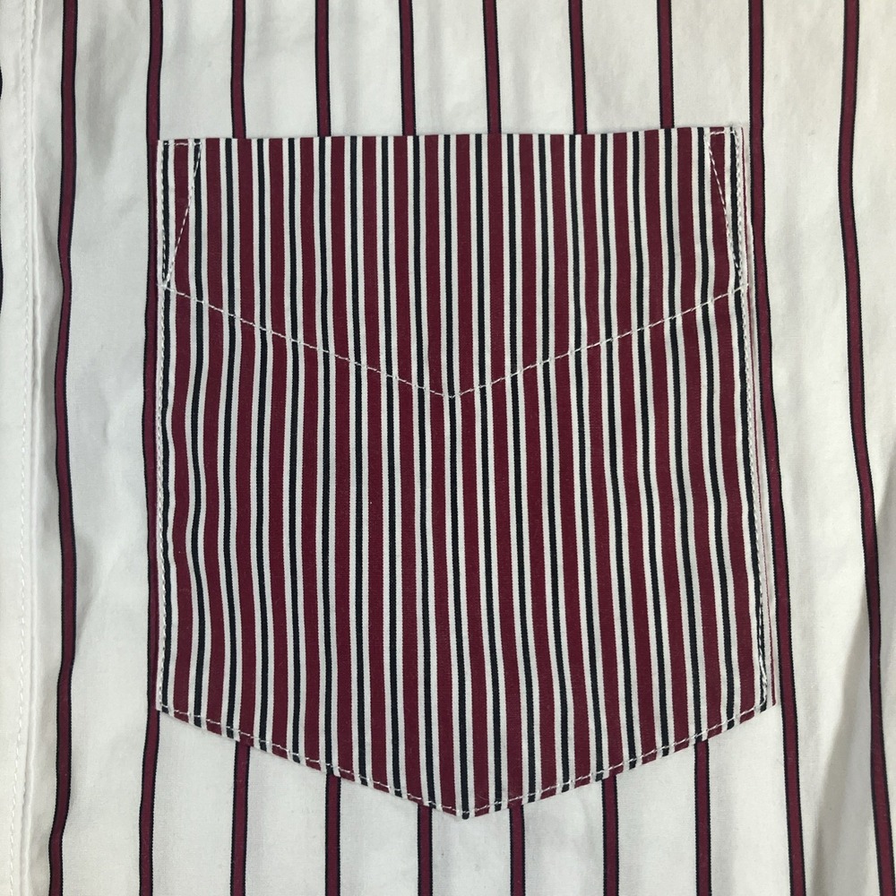 Lauren Ralph Lauren Red Striped Patchwork Long Sleeve Blouse Shirt Womens Medium - Picture 5 of 16